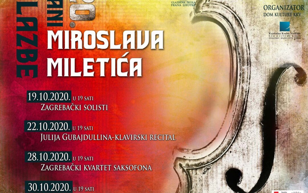 20. Dani glazbe Miroslava Miletića (19.-30. listopada 2020. godine)